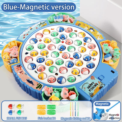 Magnetic Rotating Fishing Game Plate - Fishing Toy with Music to Develop Hand-Eye Coordination for kids Christmas Birthday Gifts