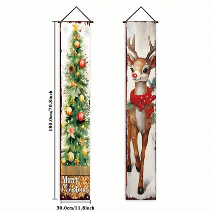 Christmas New Year Decorations Couplet Santa Snowman Door Banner For Home 2025 Xmas Hanging Ornaments Navidad Gift New Year 2026