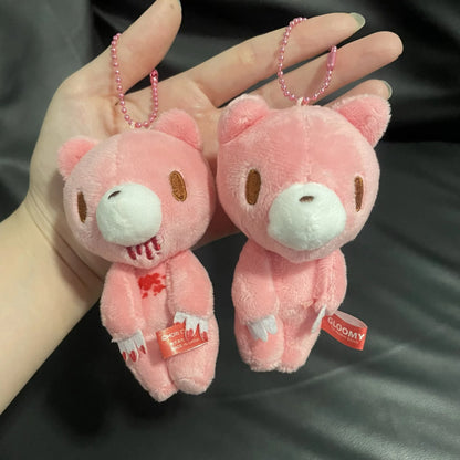 Kawaii Bloodthirsty Bear Keychain Anime Figure Pink Bear Plush Doll Girl Y2k Bag Accessories Doll Children Birthday Gift