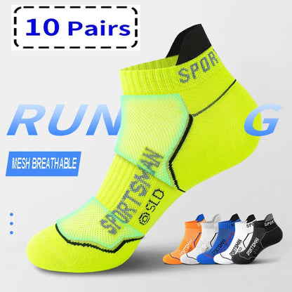 10 Pairs High Quality Socks Men's Summer Man Short Socks Breathable Ankle Socks Cotton Sports Socks Black Thin Cut Run Men Socks