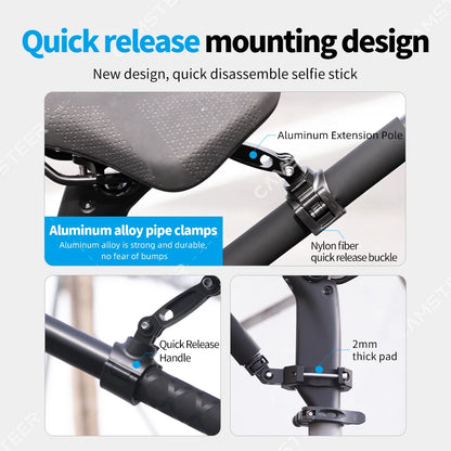 Camsteer Bicycle Backseat Mount 3rd Person View GoPro 13 12 Camera Brackets for Insta360 X6 X5 AcePro DJI Osmo360 Action 6 5Pro
