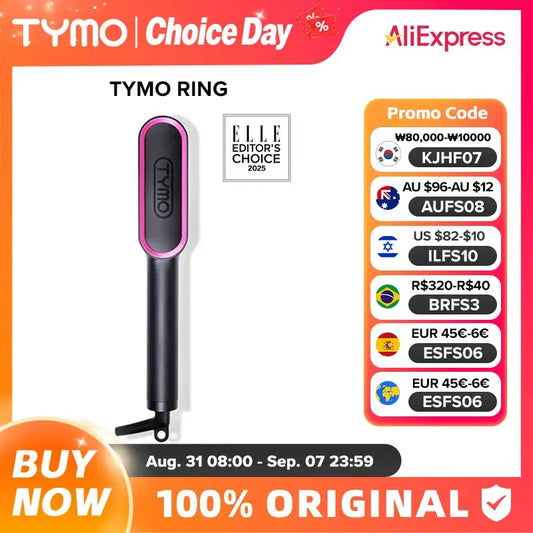 TYMO RING Curly Hair Straightener with 20s Fast Heating, 5 Thermostatic Level Hot Hair Straightener Combs, 30-Minute Auto-Off
