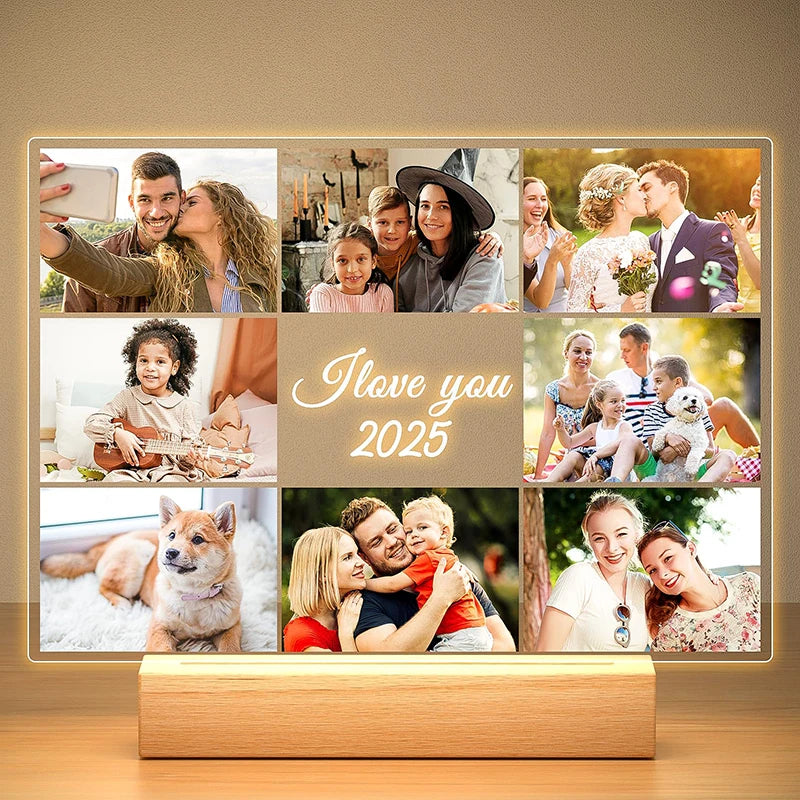 Custom Picture Frame with Photo Personalized Photo Frame with Night Light Customizable Photo Frames Christmas Birthday Gifts