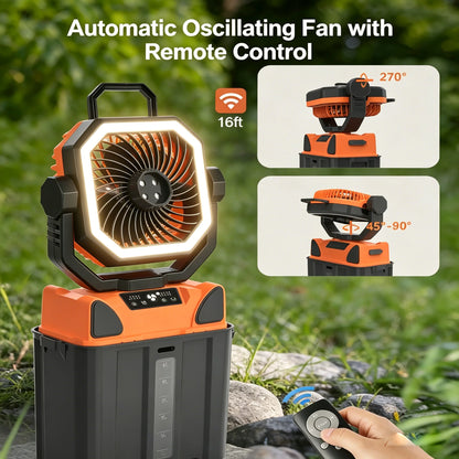 Multifunctional Outdoor Camping Fan 6L Water Tank Spray , Lighting, Hook, Cool Mist Spray, Remote Control, for Hot Summer Nights
