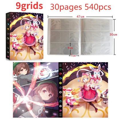 9 Pocket Cards Album Holder Cartoon 432 Card Anime Map Game Collection Binder Book Folder Top Toys Gift for Kids