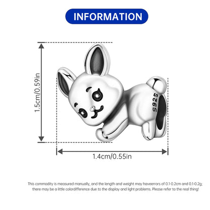 Orstarry 925 Sterling Silver Cute Rabbit Animal Beads Original Pendants Bracelet Charm Jewelry Party DIY Trendy Gifts