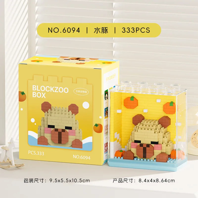 New Cute Zoo Series Fashionable Acrylic Display Box Micro-particle Assembled Building Blocks Toys Educational Gifts