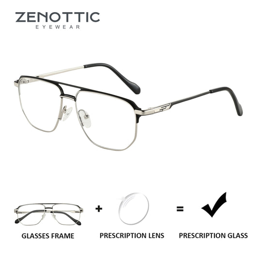 ZENOTTIC 2026 Classic Aviator Progressive Prescription Glasses Metal Myopia Eyewear Fashion Pilot Optical Eyeglasses for Men