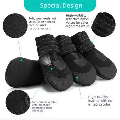 Adjustable Anti-Slip Dog Shoes Wear-Resistant Reflective Waterproof Dog Boots Comfortable Breathable Dog Foot Cover Outdoor