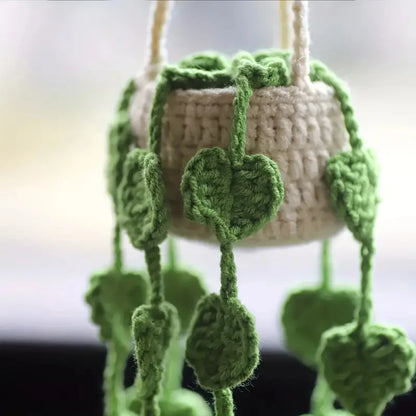 Handmade Crochet Car Styling Plants Succulent Car Plant Ornamentos Decoration Interior Accersories Cute Gift for Women