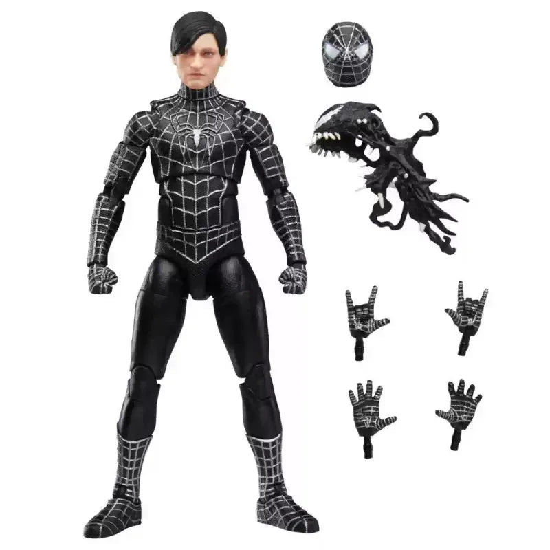 Genuine Hasbro Marvel Legends Spider-Man 3 Black Suit Tobey Maguire Symbiote Spider-Man Articulated Action Figure Toy in Stock