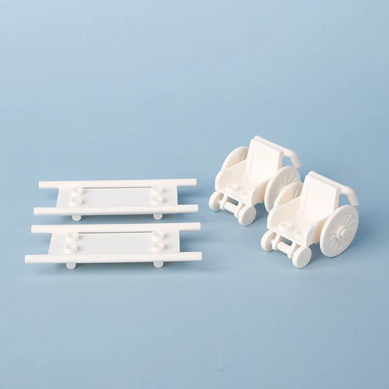 DIY City Tiles Printed Building Blocks Street View Ghost Pumpkin Medical Stretcher Music Package Bricks Christmas Halloween Toys