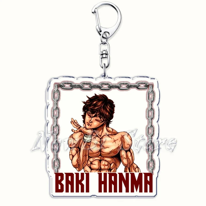 Japanese Anime Hanma Baki Son of Ogre Keychain for Yuujirou Characters Pendant Key Chain Ring Keyring Jewelry Holiday Giftss