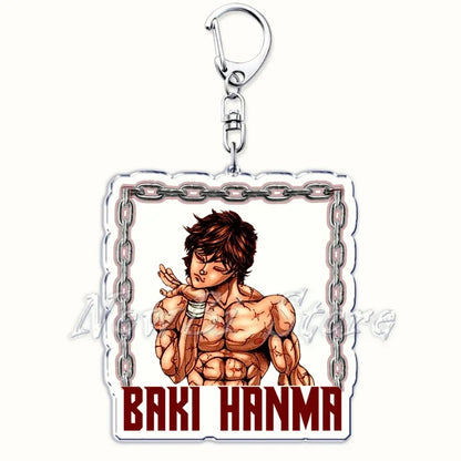 Japanese Anime Hanma Baki Son of Ogre Keychain for Yuujirou Characters Pendant Key Chain Ring Keyring Jewelry Holiday Giftss
