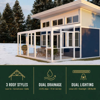 Any Size Custom Curved Tempered Glass Villa Luxury Sunroom Four Seasons Insulated Thermal Break Weatherproof Windproof Rainproof
