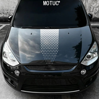 Diamond Rhombus Mesh Engine Hood Sticker Universal Car Hood Decal Self‑Adhesive Waterproof Cool Auto Exterior Tuning Accessory