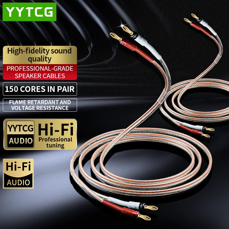 YYTCG Hifi Speaker Cable with Banana Plug for Home Theater Amplifier Surround Sound System Gold plated Banana Audio Cable