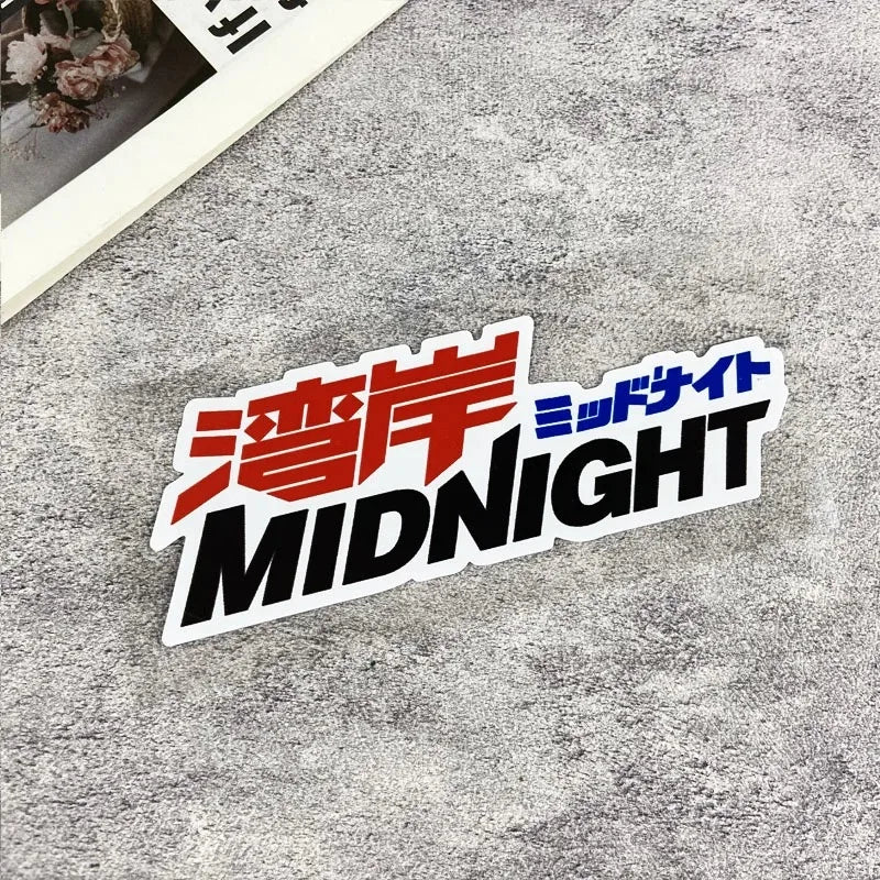 1PC MIDNIGHT JDM Laser Motorcycle Sticker Waterproof for Motorbike Front Fairing Side Panel Car Front Winddshield Vinyl Decal