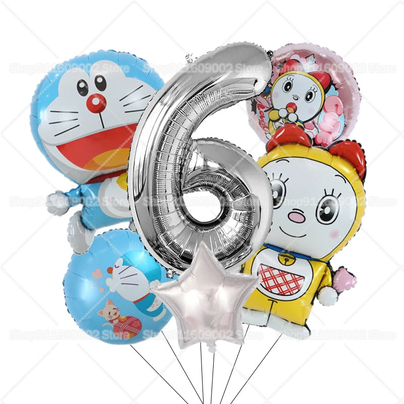 Doraemons Number 1-10 Balloons Girls Boys Birthday Decorations Baby Shower Gender Reveal Balloon Party Supplies Kids Toys Gift
