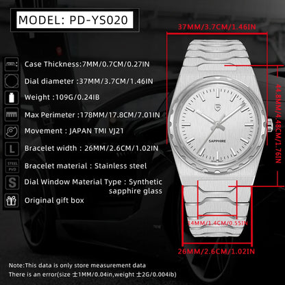 PAGANI DESIGN V2 Version 37mm Man Quartz Watch VJ21 Sapphire Stainless Steel Waterproof 10bar Thin 7mm Luminous C3 Reloj Hombre