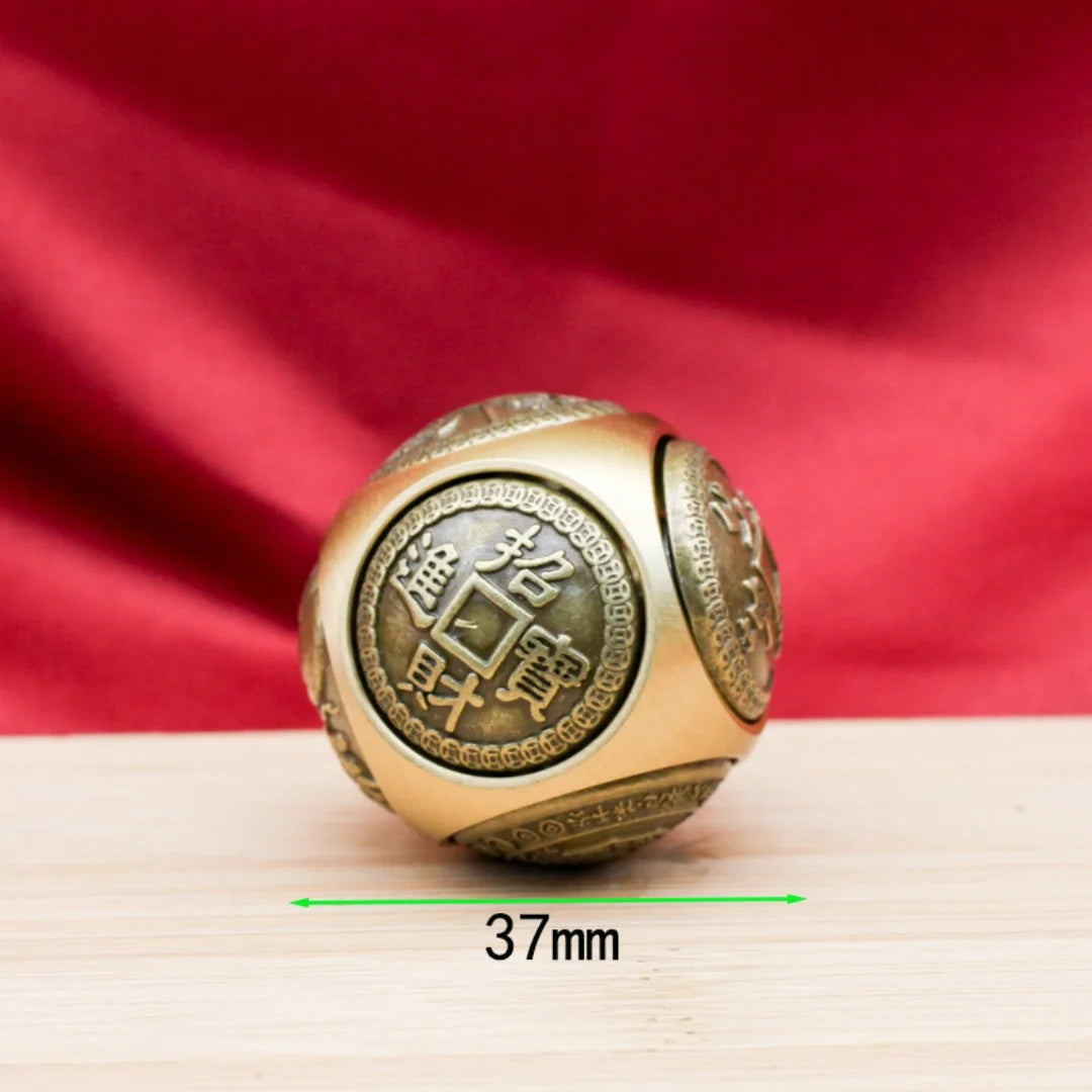 Rotating Six-Faced Chinese Lucky Coin Spinner Fidget Toy Stress Anxiety Relief Sensory Focus Tool For Birthday Christmas Gift