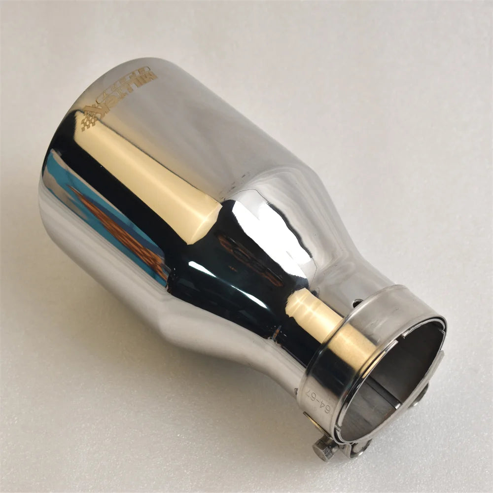 MILLTEK SPORT 304 Stainless Steel Exhaust Tip 2.5 Inch Inlet 4 Inch Outlet 6.9 Inch Long Slant Mount Tailpipe Nozzle