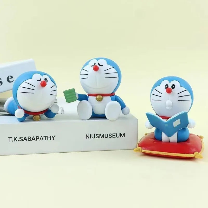 6Pcs Doraemon leisure time figurine trendy toy model cartoon decoration desktop cute cake ornament festival gift for best friend