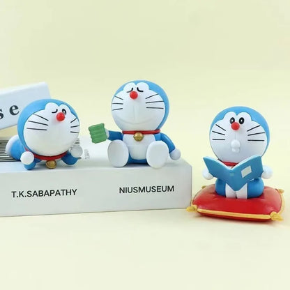 6Pcs Doraemon leisure time figurine trendy toy model cartoon decoration desktop cute cake ornament festival gift for best friend