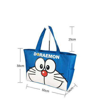 Kawaii Doraemon Tote Bag Large Capacity Travel Storage Bags Anime Cartoon Handbag Student Daily Shoulder Bag for Shopping School