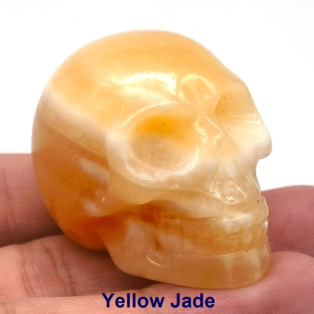 Wholesale 1.5" Natural Stones Crystal Skull Statue Amethyst Quartz Tiger Eye Carved Ore Mineral Crystals Figurine Home Decor