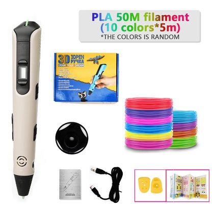 3D Printing Pen for Kids Safe Design LCD Display, DIY Drawing, Holiday Birthday Gift, ABS PLA Educational Intellectual Toy