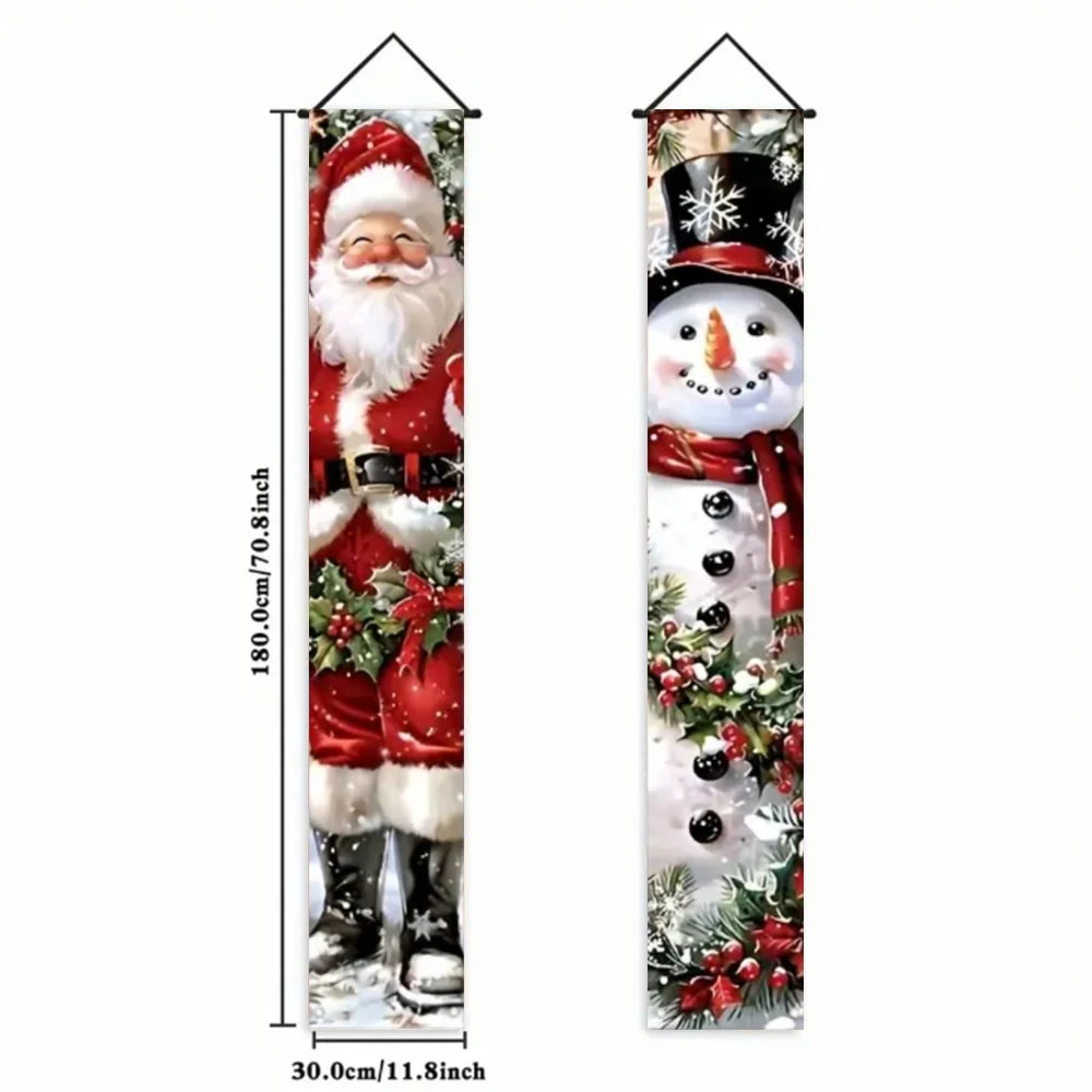 Christmas New Year Decorations Couplet Santa Snowman Door Banner For Home 2025 Xmas Hanging Ornaments Navidad Gift New Year 2026