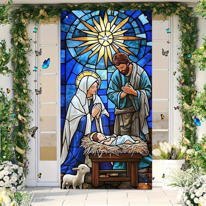 180x90cm Christmas Nativity Scene Door Banner Home Religious Wall Decoration Christmas Indoor Outdoor Hanging Decorations
