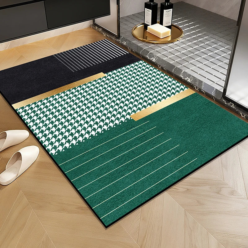 1 Elegant Style Diatomaceous Earth Material Machine Washable Rectangular Bathroom Mat, Absorbent Pad, and Entrance Door Mat