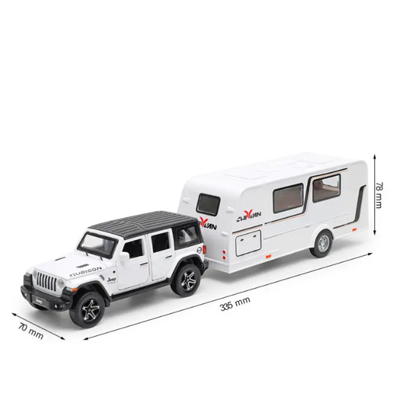 1/32 Alloy Trailer RV Truck Car Model Diecast Metal Recreational Off-road Vehicle Camper Car Model Sound and Light Kids Toy Gift