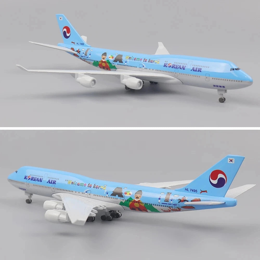 20cm Korea B747 Aircraft Model Air Boeing 747 Planel Models Metal Simulation Alloy Material with Landing Gear Children's Toys