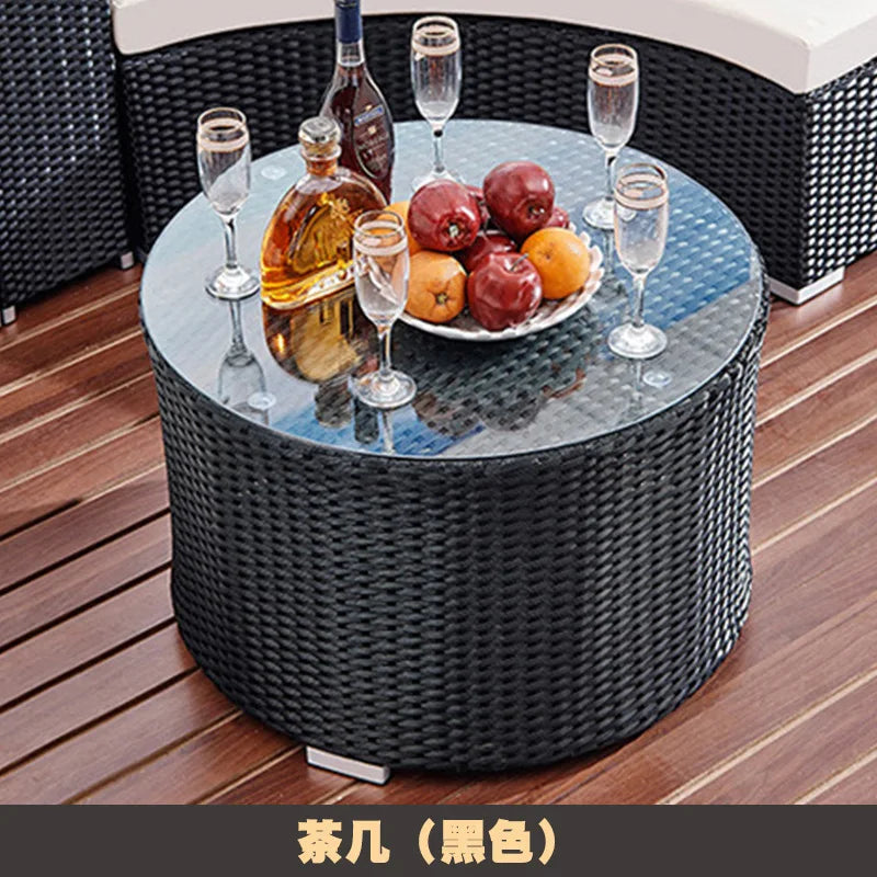 Round rattan sofa Outdoor rattan art Semicircular Leisure rattan curved Living room combination furniture