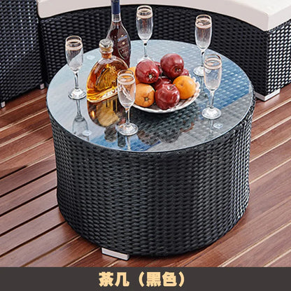 Round rattan sofa Outdoor rattan art Semicircular Leisure rattan curved Living room combination furniture