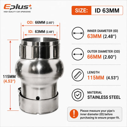 EPLUS Car Exhaust Pipe Stainless Steel Universal Connector Adjustable Swivel Joint Pipe Clamp-On Design No Welding Needed