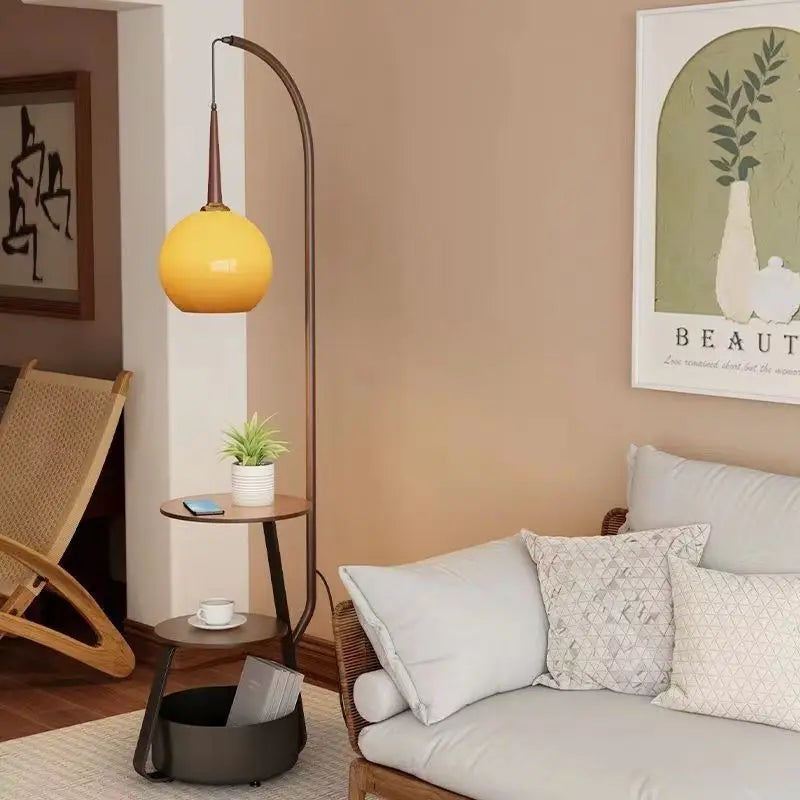 French Mid Century Floor Lamp with Side Table Sofa End Table Ambient Lighting Room Decoration Light Floor Lamp LED