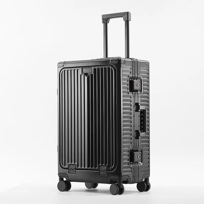 KLQDZMS Suitcase Front Opening Boarding Box Full Aluminum Magnesium Alloy Trolley Case 20 "24 Inches Multi-function Luggage