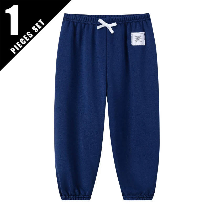 1/3 Pcs Four Seasons Children's Leisure Sports Pants Solid Color Basic Boy Running Holiday 9 Pants Girl Joker Comfortable Pants