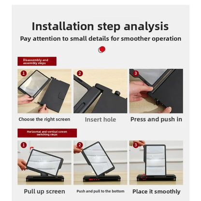 Mobile Phone  Ultra-clear Portable New Horizontal Strong Screen Third Generation 3d Magnifying Glass 12 Inch Screen Amplifier