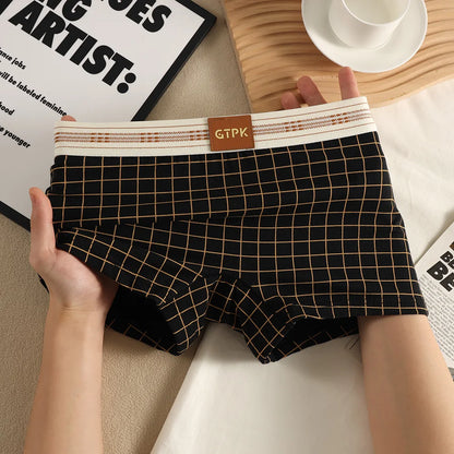 1/3PCS 95% Cotton Classtic Plaid Women's Lingerie Breathable Mesh Crotch Underwear Arrival Soft High Elastic Lingerie for Woman
