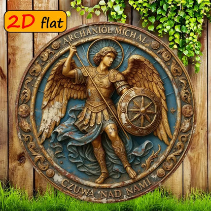 CIFBUY Retro Vintage Archangel Michael Aluminum Wall Art Weatherproof Durable Alloy Decor for Home Kitchen Cafe Prayer