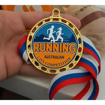 Custom Metal Medal with Ribbon Personalized Award Full Custom Shape Design Engraved Painted Medals MOQ 100PCS