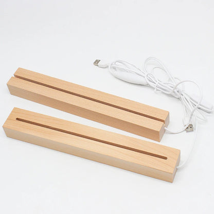 30cm Long Rectangular Wooden Led USB Light Display Base Luminous Stand for Acrylic Plexiglass Resin Arts 3D Bedside Table Lamps