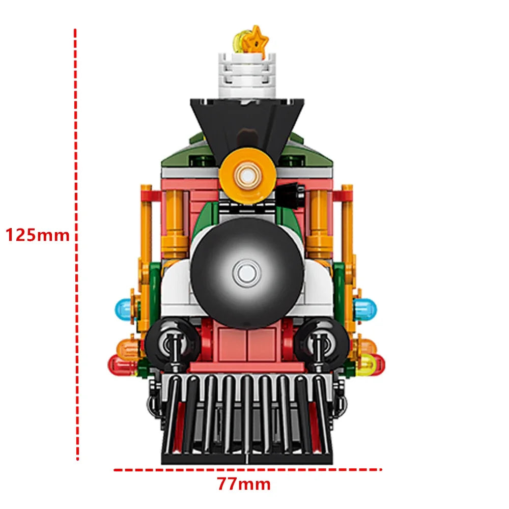Creativity Winter Village Christmas Train Model Building Blocks Bricks Xmas Tree Decor Bricks Set Toys Gift