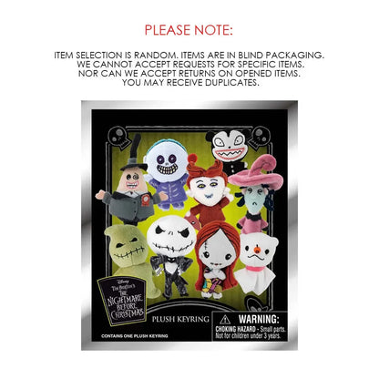 1PC Disney Officially Licensed The Nightmare Before Christmas Plush Blind Bag Keychain Random Character Soft Fluffy Toy Keyring
