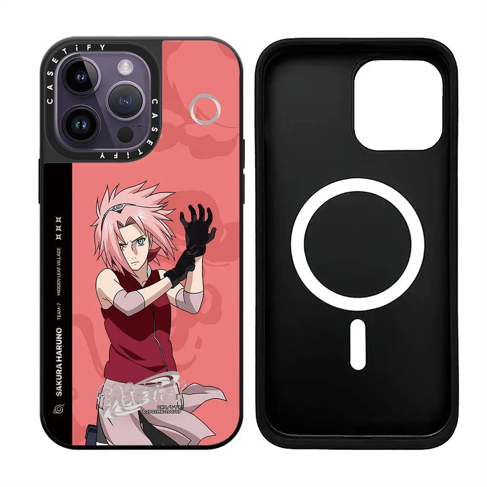 Naruto Anime MagSafe Phone Case for iPhone 15 14 13 12 Promax Mirror Shockproof Fashions Silicone Protective Cover Magnet Case